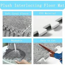 Alfombra entrelazada de espuma EVA suave, esponjosa, alfombra protectora para piso, tapete de ejercicio para niños, habitación de los niños, sala de casa, recámara, 12 piezas, color negro - gris - Ver 5