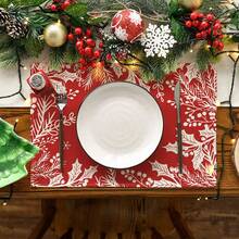 1 buc/set de Crăciun, șervețel de masă din in roșu, set de șervețele de masă și covoraș, 33 x 183 cm / 30 x 45 cm, decor sezonier pentru masă de bucătărie, decorațiuni de Crăciun pentru casă, decorațiuni pentru petreceri - roșu - Vizualizare 7