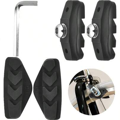 2 Pairs V Bike Brake Pads, 50 Mm Bike Caliper Brake Blocks Set With Hex Nut Installation, Universal Integral C Shaped Brake Shoes In Rubber No Noise R