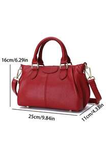 Fashionable Retro Tote Bag, Minimalist Women's Handbag With Large Capacity, Soft Leather Versatile Small Bag, Shoulder Crossbody Bag - Burgundy - View 4