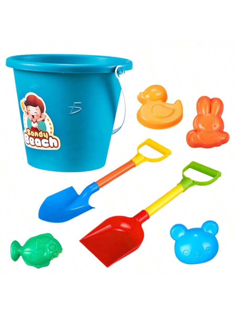 Conjunto de playa con cubo y palas