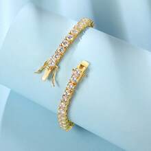 MDFUN 2 Peças Conjunto de Pulseiras de Tênis Luxuosas e da Moda com Zircônia de 4,0 mm nas Cores Platina e Dourada, Adequadas para Uso Diário de Homens e Mulheres