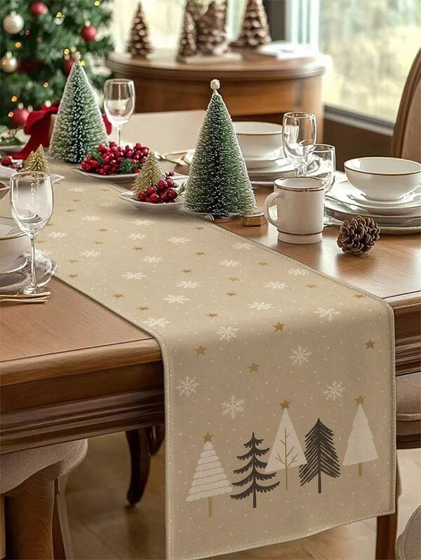 1 caminho de mesa decorativo para árvore de Natal, caminho de mesa natalino tipo linho, 1 caminho de mesa, 4 jogos americanos, 1 capa de almofada, 3 produtos disponíveis, decoração sazonal para casa, festa interna/externa, decoração de inverno para casa, decoração de Natal, decoração de quarto de Natal, artigos para festa de Natal