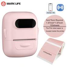 Marklife Marklife P50 Label Maker, Mini Barcode Label Printer, Wireless Portable Thermal Printer For Small Business, Sticker Printer Label Maker Machine With Tape For Custom Sticker Printing Machine For Home Use, DIY Stickers, Commercial Small Business Package Barcodes, Icons, Patterns, Logo, Compatible With Phones & PC(Pink)