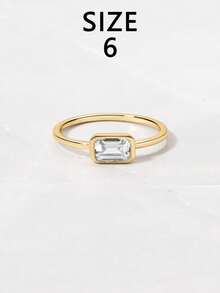 1pc S925 Sterling Silver Rectangular Zirconia Casual Elegant Ring, Versatile Jewelry Gift For Women, Suitable For Daily Wear, Parties And Festivals