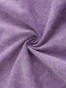 Retro Washed Cotton Men's Round Neck T-Shirt, Art Sculpture Fusion Print, Fashionable Loose Fit, Short Sleeved For Daily Wear, Gothic Men's Clothing, Avant-Garde Streetwear - 淡紫色 - 查看 5