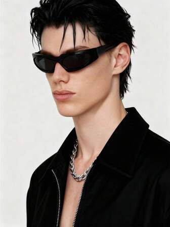 1 件男士简约椭圆形复古时尚眼镜，适合秋冬日常生活、假日旅行、海滩、中性复古波西米亚优雅派对装饰眼镜、万圣节配饰