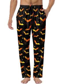 Mens Pajama Pants, Soft Lounge Sleep Pants With Pockets Lightweight Long Pajama Bottoms For Menhalloween - 蝙蝠萬聖節 - 查看 1
