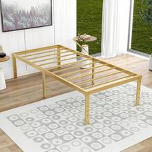 Alazyhome - Marco de cama de metal de 18 pulgadas, tamaño, plataforma resistente, soporte de listones de acero sin ruido, fácil montaje, sin ruido, no requiere somier, color negro - aire - Ver 12