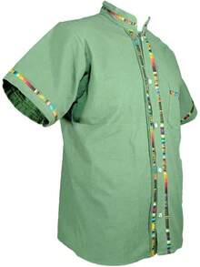 Men's Short Sleeve Mexican Guayabera Shirts Made In Mexico, Multiple Colorshalloween - 深檸檬綠 - 查看 2