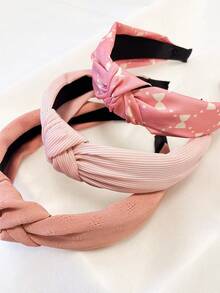 3pcs/Set Women Pink Bow Solid Fabric Headband Hair Accessories, Sweet Matching Hair Clips Headwear For Daily Use, Hair Band Hair Hoop