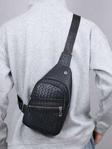 1 pieza Bolso de pecho con estilo, bolso cruzado grande con cierre de cremallera para ir al trabajo, bolso de cintura con múltiples bolsillos, bolso para bicicleta