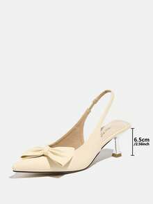 Jin Bei Qi أحذية كعب عالي بأصبع مدبب مزينة بفيونكة، حزام كاحل مرن، كعب عالي للحفلات الخارجية، حذاء كعب أنيقة وأنيقة للمناسبات الرسمية، الزفاف، الحفلات، رومانسية، كريمي