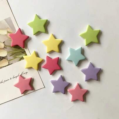 6pcs/10pcs/15pcs Resin Colorful Star-Shaped Fridge Magnets Home Decor Photo Memo Magnets, Circular Resin Memo Board Stickers For Fridge And Whiteboard, Cute Mini Clip For Kitchen And Office Decor, Fun Photo Display Accessories