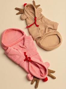 1 件宠物驯鹿变形狗/猫运动衫，羊毛连帽宠物服装，适合小型/中型犬，秋冬，圣诞节，圣诞装饰 - 彩色 - 查看 5