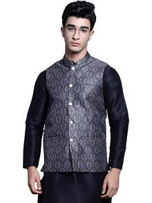 Men's Nehru Jacket  Traditional Vest Brocade Waistcoat Bandhgala Festive Wedding Outfithalloween - 橄欖 - 查看 5