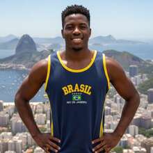 Camisa Regata do Brasil Bordada - Azul Marinho - Visão 2