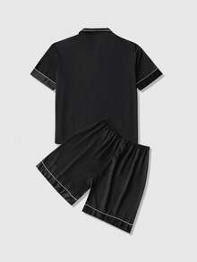 مجموعة ملابس علوية وشورت بأكمام قصيرة وفضفاضة للرجال كبار الحجم، ملابس منزلية للربيع والصيف، قطعتان