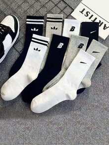 3/9/12 Pairs Of Solid-Color Versatile Socks, Breathable, Comfortable, Absorbent, Suitable For Daily Wear, Sports, Office, Casual Styles, And Valentine's Day All Year Round - Multicolor - View 2