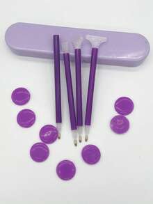 紫色钻石画工具套装 - 包含1支1/3/6/9号钻石笔，8颗紫色圆形钻石画泥，1个收纳盒 - 紫色 - 查看 1