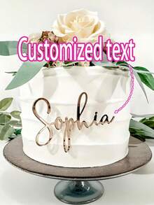 1 pieza Decoración personalizada de tarta de acrílico, Nombre personalizado cortado con láser, Decoración de tarta, Suministros para fiestas de cumpleaños, Decoración dorada/rosa, No se requiere energía Día de la Madre Graduación, Multifuncional, Ajustable, Duradera, Ornamental, Reutilizable, Exquisita, Adorable, de alta calidad, Moderna, Colorida, Cómoda, Elegante, Personalizada, Única, Regalos ideales para ella, Novio, Novia, Papá, Mamá, Familia, Amigos, Oficina, Salón de té, Escuela, Hogar, Renovación del hogar, Vajilla de boda personalizada, Ambiente cálido, Renovación otoñal del hogar, Armonía del hogar