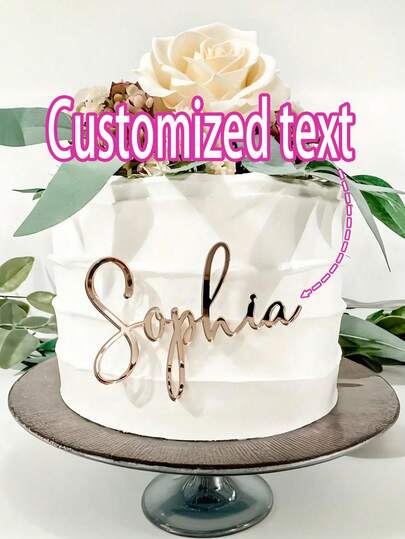 1pc Personalized Acrylic Cake Top Decoration, Custom Laser Cut Name, Cake Decoration, Birthday Party Supplies, Gold/Rose Gold Decoration, No Power Required Mother's Day Graduation, Multi-Functional, Adjustable, Durable, Ornamental, Reusable, Exquisite, Adorable, High-Quality, Modern, Colorful, Cute, Comfortable, Stylish, Custom, Personalized, Unique, Ideal Gifts For Her, Boyfriend, Girlfriend, Dad, Mom, Family, Friends, Office, Tea Room, School, Home, Home Refresh, Customized Wedding Tableware,Warm Ambience, Autumn Home Refresh