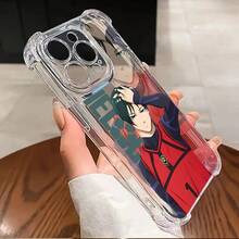 Popular High-Quality Football Bloody Anime Blue Lock Phone Case, Suitable For IPhone 16 15 14 13 12 11 Pro Max X XR XS MAX 8 Plus, Shockproof Transparent Soft Back Cover - Transparent - View 6
