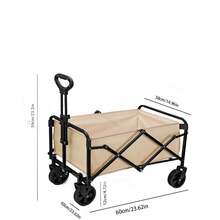 1 pieza Carrito plegable de hierro duradero para camping, carrito de mano plegable práctico y resistente para uso en exteriores, playa, jardín, con gran capacidad, adecuado para senderismo, almacenamiento y viajes, apto para camping, deportes, mercadillos, playa, pesca, barbacoa, picnic, compras, césped y jardinería, fácil de almacenar, sin batería