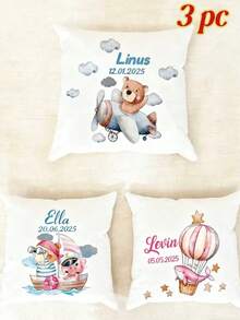 Personalized Pillowcase With Name And Date, Romantic Whale Hot Air Balloon Design, Wedding Gift, Soft Zipper Bedroom Decoration