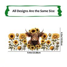 4 件 Highland Cow UV DTF 杯套适用于 16 盎司 Libbey 玻璃杯 - 防水 3D 水晶转印贴纸，适用于 DIY 工艺品、马克杯、笔记本电脑