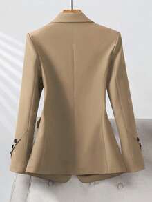 Women's Elegant Single-Button Commuter Blazer - Khaki - View 2