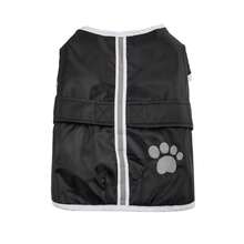 1pc Waterproof Windproof Warm Pet Jacket With Adjustable Waist Belt & Reflective Strip Cat Dog Outdoor Coat Autumn Winter - Black - View 9
