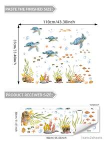 1set Sea Turtle & Underwater Plant Decoration Sticker, Stickers, Wall Decal, Vinyl Decal For Home Decorations, Spring Decoration Items Refresh Your Home, Festival Decoration Stickers Gifts Birthday Graduation