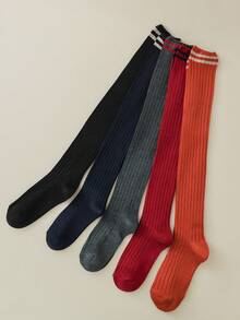 1 Pair Women's Striped Over-The-Knee Socks, Fashionable, Versatile, Long Tube Socks Suitable For Various Occasions