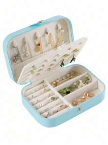 PU Jewelry Storage Box, Travel Jewelry Box, Portable Jewelry Storage Box, Large Capacity Jewelry Storage Box,Multifunctional Double Layer Jewelry Storage Box, Dressing Table Storage Box, Waterproof Large Capacity ,Simple Travel And Home Jewelry Box, Suitable For Necklaces, Earrings, Rings, Bracelets, Portable Travel Jewelry Storage Box, Valentine's Day Gift, Wedding Gift.