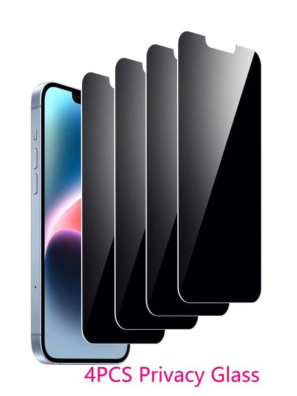 4pcs Anti-Spy Tempered Glass Screen Protector, Full Coverage Compatible With IPhone 14 6.1", 13, 13 Pro 6.1", 15, 15 Pro Max, 16, 16 Pro, 16 Pro Max, 17, 17 Pro, 17 Pro Max, AIR