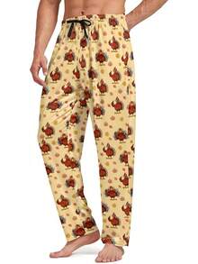 Mens Pajama Pants, Soft Lounge Sleep Pants With Pockets Lightweight Long Pajama Bottoms For Menhalloween - 火雞 - 查看 9