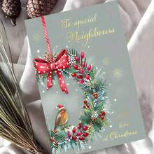 بطاقة عيد الميلاد الفريدة مع مغلف - مثالية للجيران والأصدقاء وتحيات العطلات، تصميم احتفالي مع الأوراق المقدسة والتوت والطيور، مثالية لتمنيات المواسم الخاصة والمناسبات الخاصة، بطاقات عيد الميلاد - متعدد الألوان - مشاهدة 2