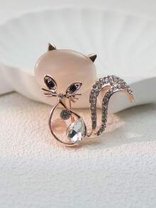قطعة واحدة من دبابيس الأوبال الجميلة على شكل ثعلب، إكسسوارات أنيقة ومحببة مرصعة بالراين ستون على شكل قطة حيوان، دبابيس للملابس والربطات والقبعات والحقائب والأحزمة، تزيين مناسب للاستخدام اليومي والحفلات