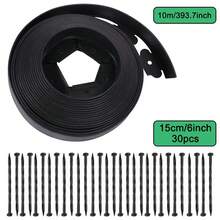 10M/32.8FT 带 30 个特殊钉子景观绿化分隔带 - 耐用的 L 形草石隔离屏障，用于树木景观美化，螺丝设置设计，易于安装和维护，无需挖掘边缘，用于草坪、土壤阻挡和花园绿化