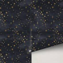 [ 2025 New Edition ] 1 Piece Of Thickened Starry Night Wallpaper Roll -17.7x118.1 Inches, Detachable Waterproof Self-Adhesive Wallpaper, Deep Blue With Golden Stars, Very Suitable For Bedroom, Living Room, Dining Room And Furniture Renovation, Bedroom Decoration - 彩色 - 查看 7