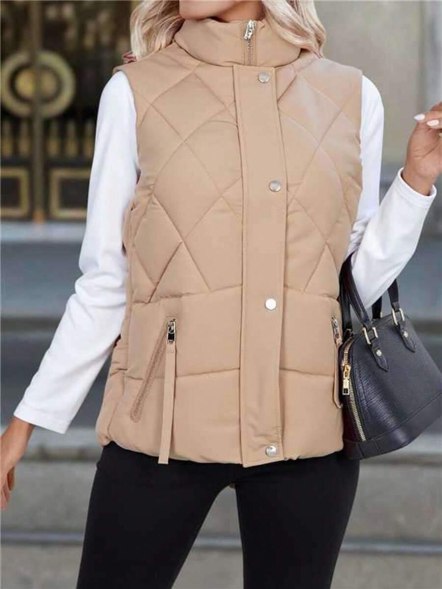 Women Winter Coats - Khaki - View 1