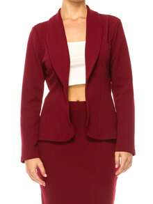 Conjunto elegante de 2 piezas - Blazer y falda lápiz para el trabajo de oficina - Burdeos - Ver 4