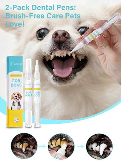 GJYC PET Pet Teeth Whitening Pen - Clean Between Teeth & Freshen Cat & Dog's Breath, 2 Packs