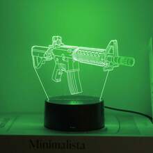 1 pieza Luz de noche en forma de pistola 3D, lámpara de control táctil visual de 7 colores, regalo creativo, luz de noche colorida, alimentada por USB, adecuada para sala de juegos, fiesta de Navidad, fiesta de cumpleaños, dormitorio, decoración de escritorio, regalo - Multicolor - Ver 4
