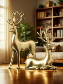2pcs Christmas Prosperity Deer Decor, Luxury Creative Ornaments For Wine Cabinet, Living Room, Office Desk, Housewarming Gift - Multicolor - View 5