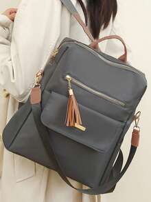 休闲双肩男女时尚新款大容量简约旅行背包双肩背包 - 彩色 - 查看 7