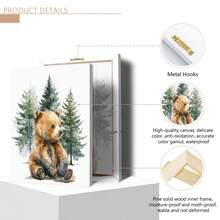 3 buc/set poster pe pânză cu animale din pădure pentru camera copiilor, decor de perete pentru camera copiilor, cadou pentru petrecerea de baby shower, artă pentru camera copiilor, animale din pădure, animale în acuarelă, urs, vulpe, raton, potrivit pentru decorul casei, decorul camerei, decorul dormitorului, decorul camerei de zi, decorul băii, decorul de perete, artă de perete opțională cu ramă