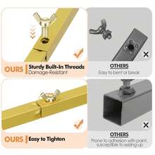 3-Piece Arched Background Stand With Drawstring Bag And Gloves, Golden Metal Balloon Arched Photography Background, Wedding Supplies, Birthday Party Decoration, Flower Stand - 金色 - 查看 4