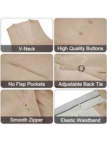 Mens 3 Piece Suit Slim Fit One Button Dress Tuxedo Men Suits Set Solid Color Wedding Classic Tuxedo Shawl Lapel Blazer Men Suits Set - Champagne - View 5